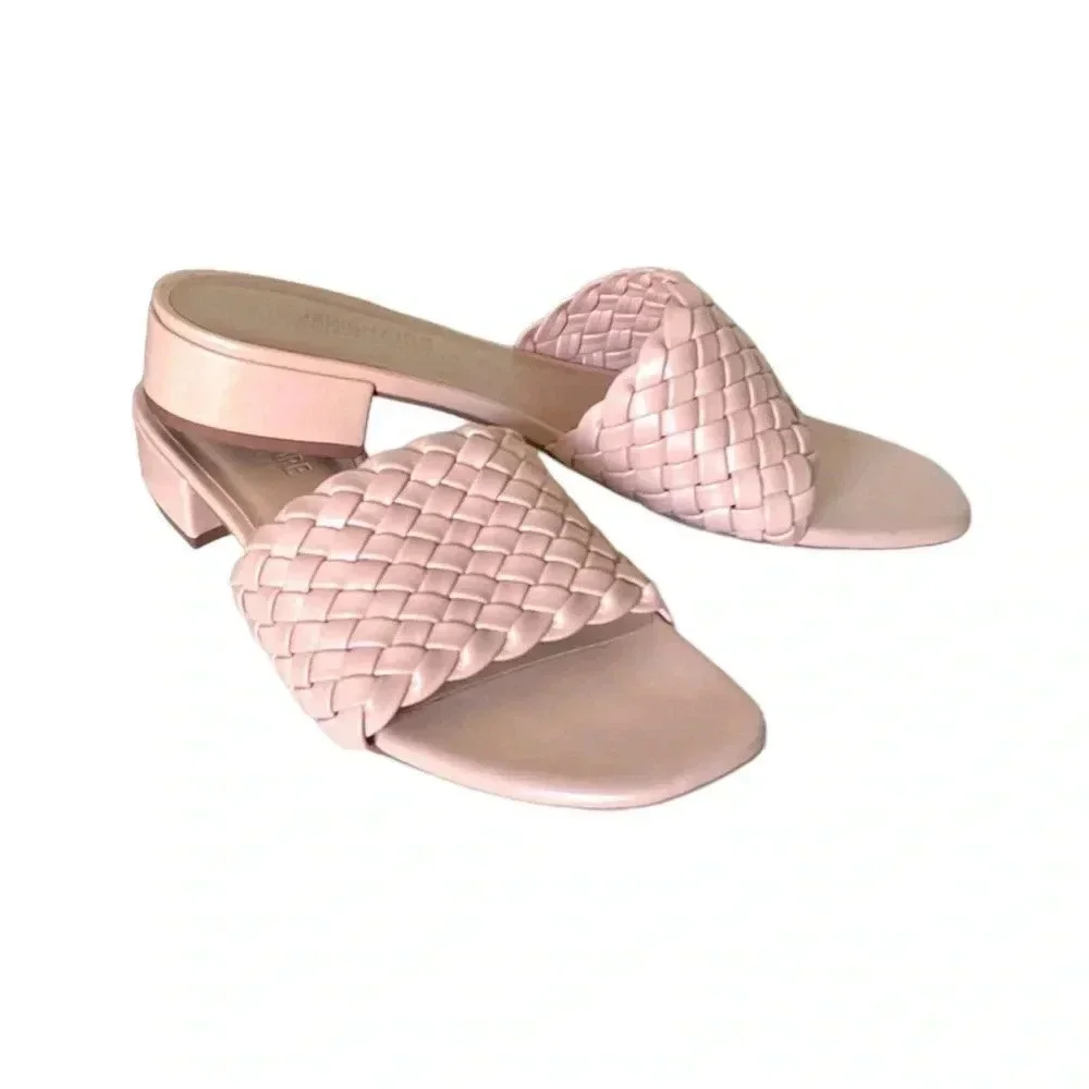 CUSHIONAIRE | Women's Nerida Woven Faux Leather Low Block Heel Sandal Size 9 - Picture 8 of 9